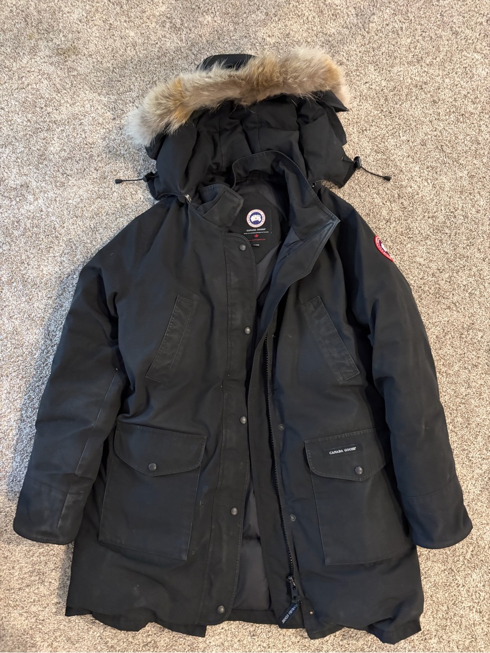 Canada Goose Black Expedition-Style Parka with Fur-Trim Hood